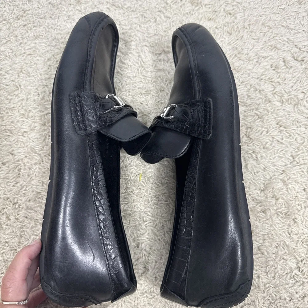 Cole Haan Black Leather Somerset Horse Bit Slip On Driving Loafers Men's 12M